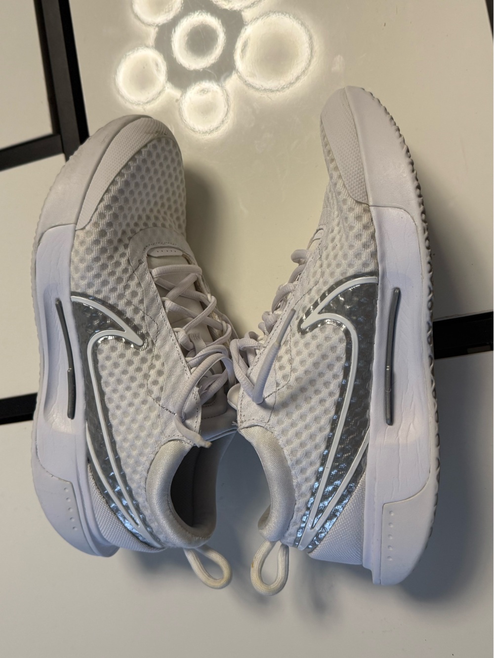 NikeCourt Zoom Pro White Silver - Women's 10.5 / Men's 9 - DH0990-101 - Picture 2 of 12